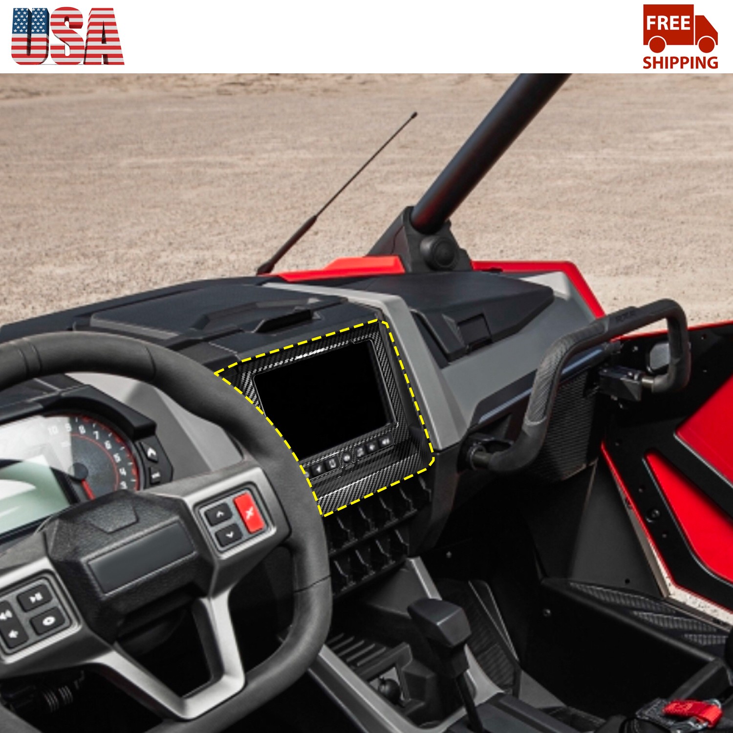 1X Carbon Central Control Navigation Panel Frame Cover For Polaris RZR PRO 2020+