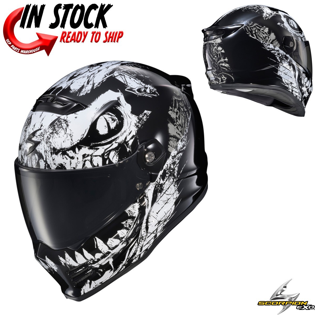 NEW! SCORPION EXO FX CAIMAN GLOSS BLACK FULL FACE HELMET – PICK SIZE