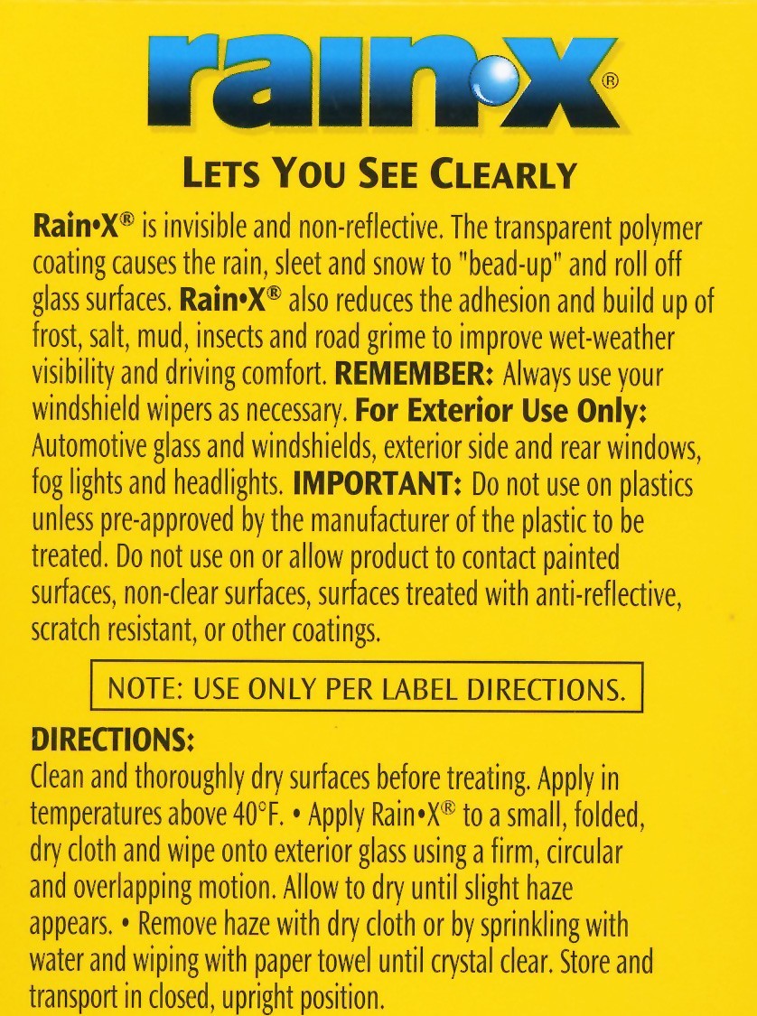 Rain-X Original GLASS WATER REPELLENT / TREATMENT RAIN SLEET SNOW Visibility