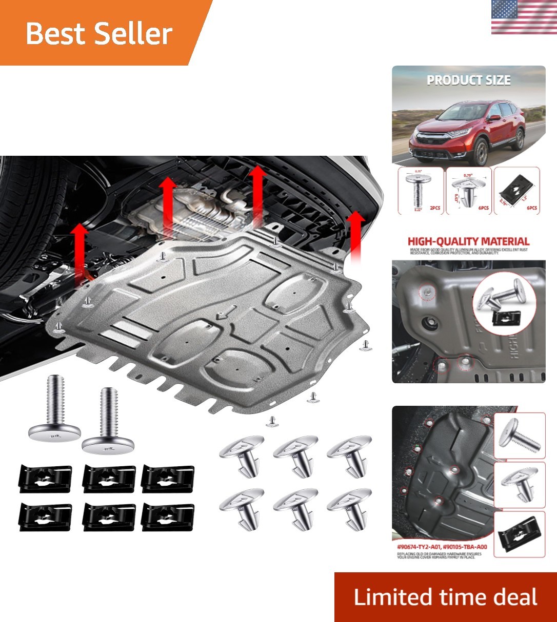 14PCS Engine Splash Shield Hardware Kit – 10mm x 5mm Silver & Black Set