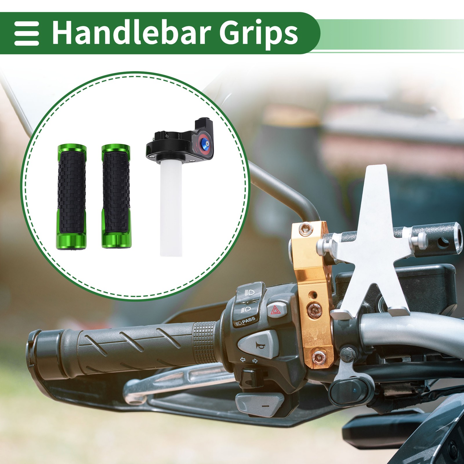 7/8″ 22mm Motorcycle Hand Grip Cover Kit Aluminum Alloy Rubber