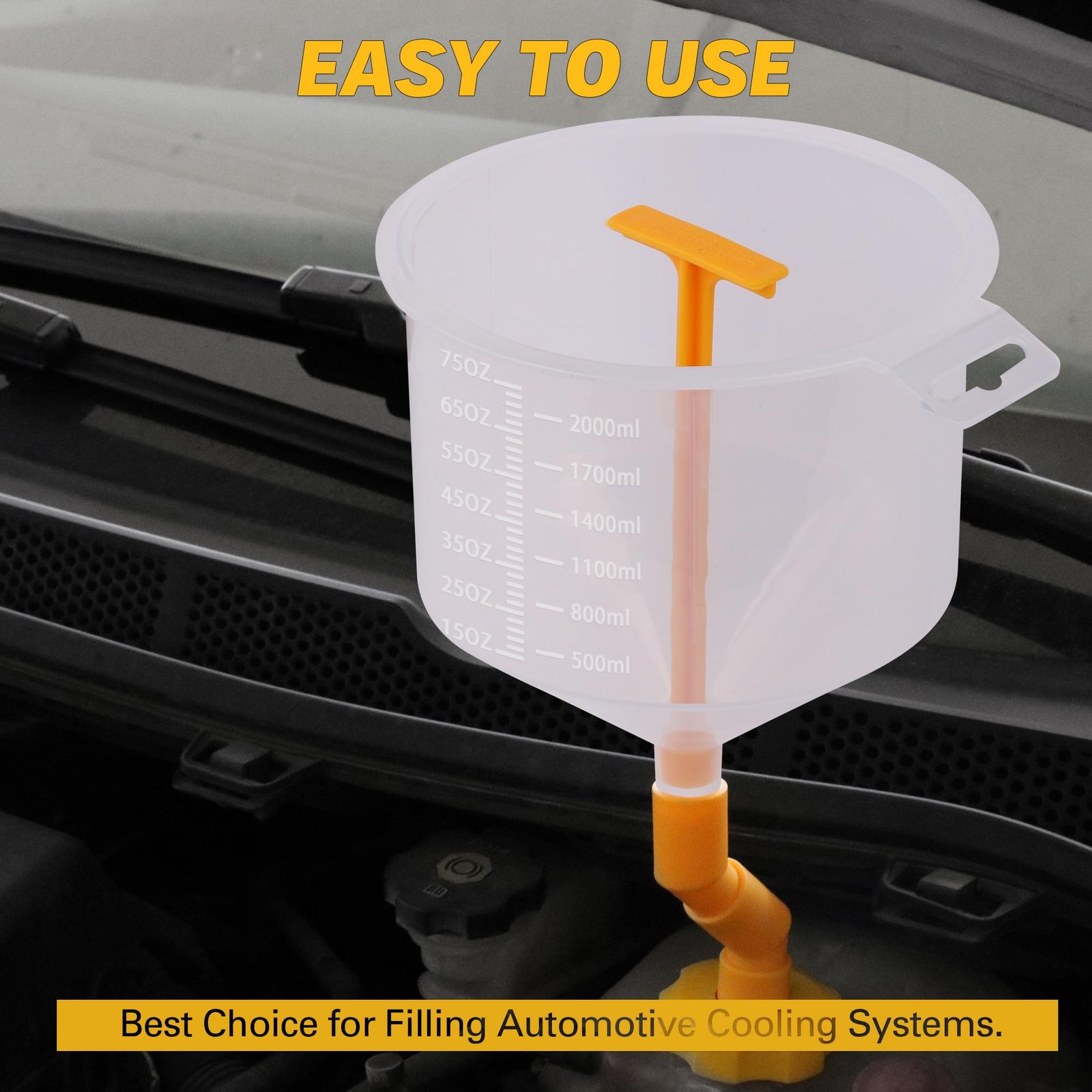 ELEAD No-Spill Coolant Funnel Kit – 19-Piece Radiator yellow and transparent