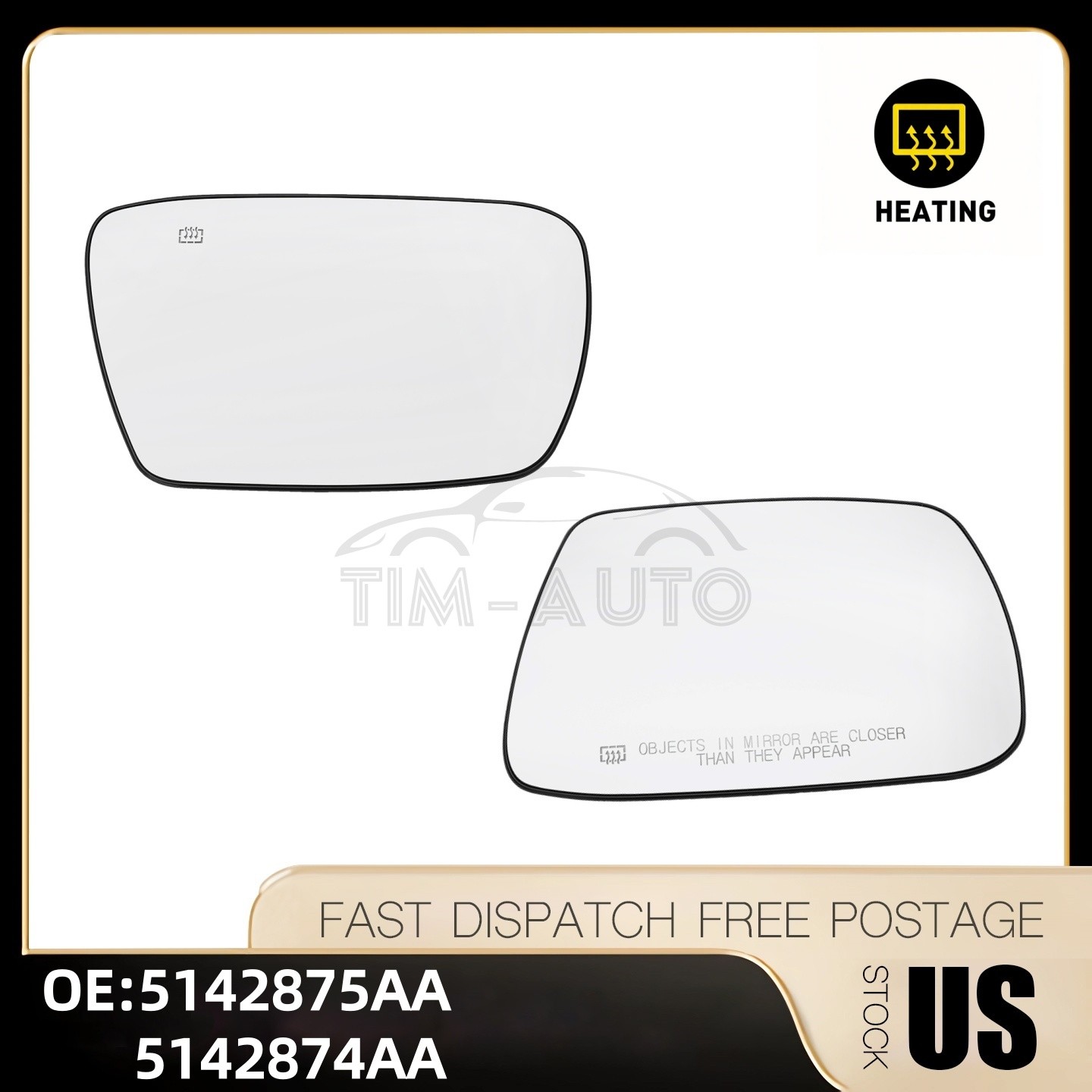 Rear View Mirror Glass Left+Right Side Heated For 2005-2010 Jeep Grand Cherokee