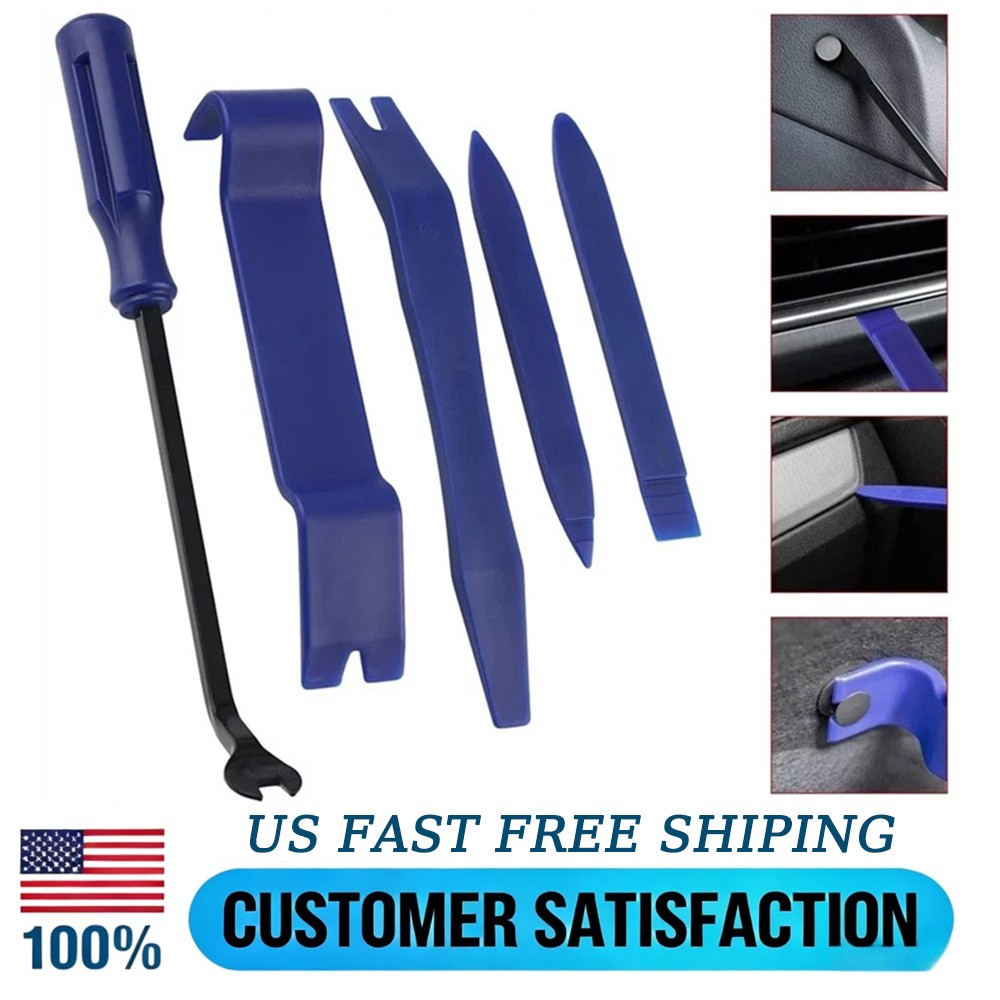 5Pcs Car Trim Removal Tool Set Hand Tools Pry Bar Panel Door Interior Clip Kit