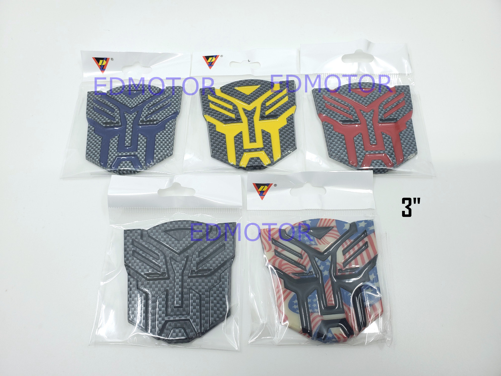Transformers Autobot badge emblem 3″ inch BLACK Yellow RED Blue USA Carbon