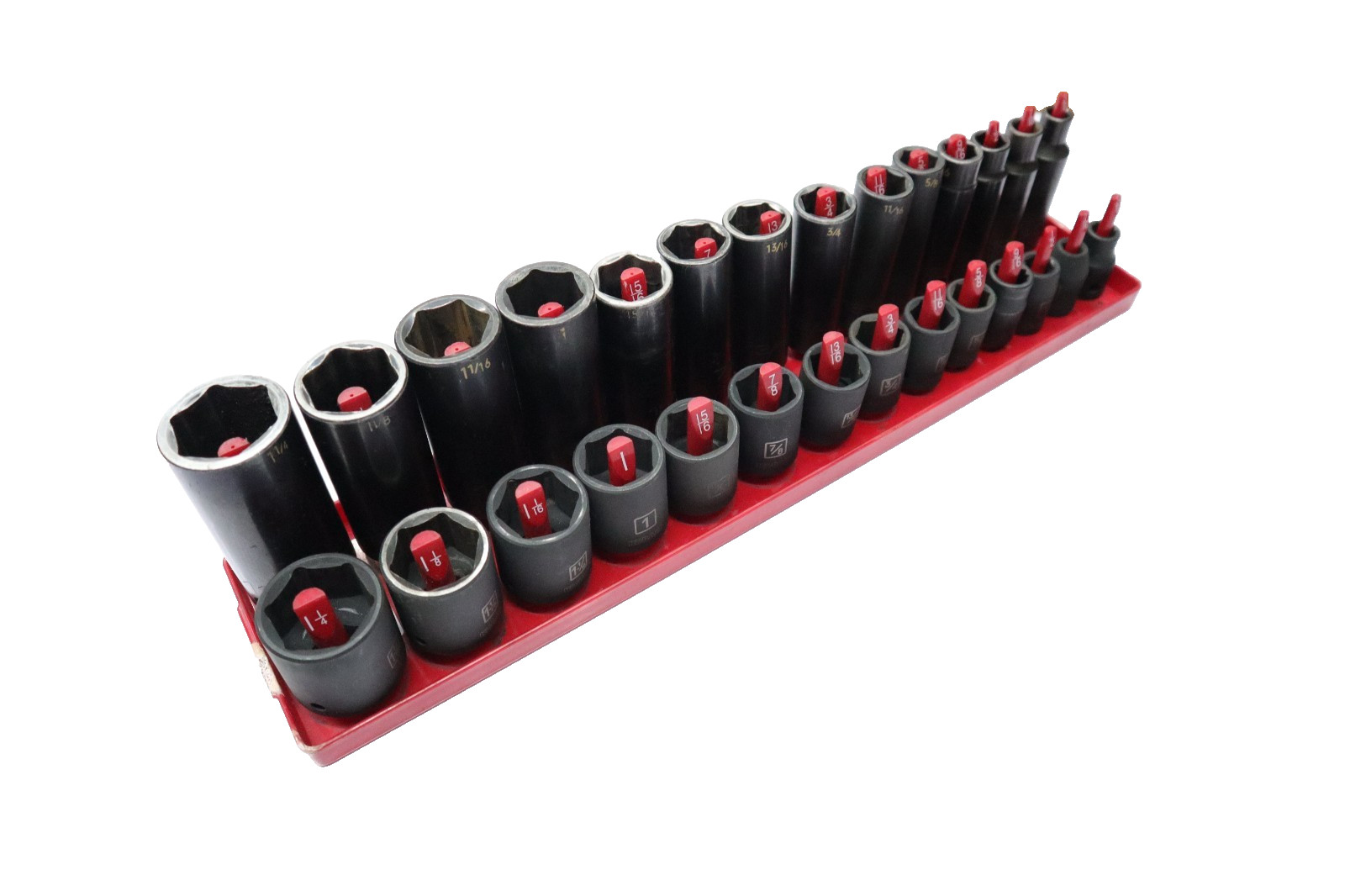 Mixed Lot of 28pc. 1-1/4″ – 1/8″ 6pt Impact Sockets Matco, Kobalt & Blackhawk