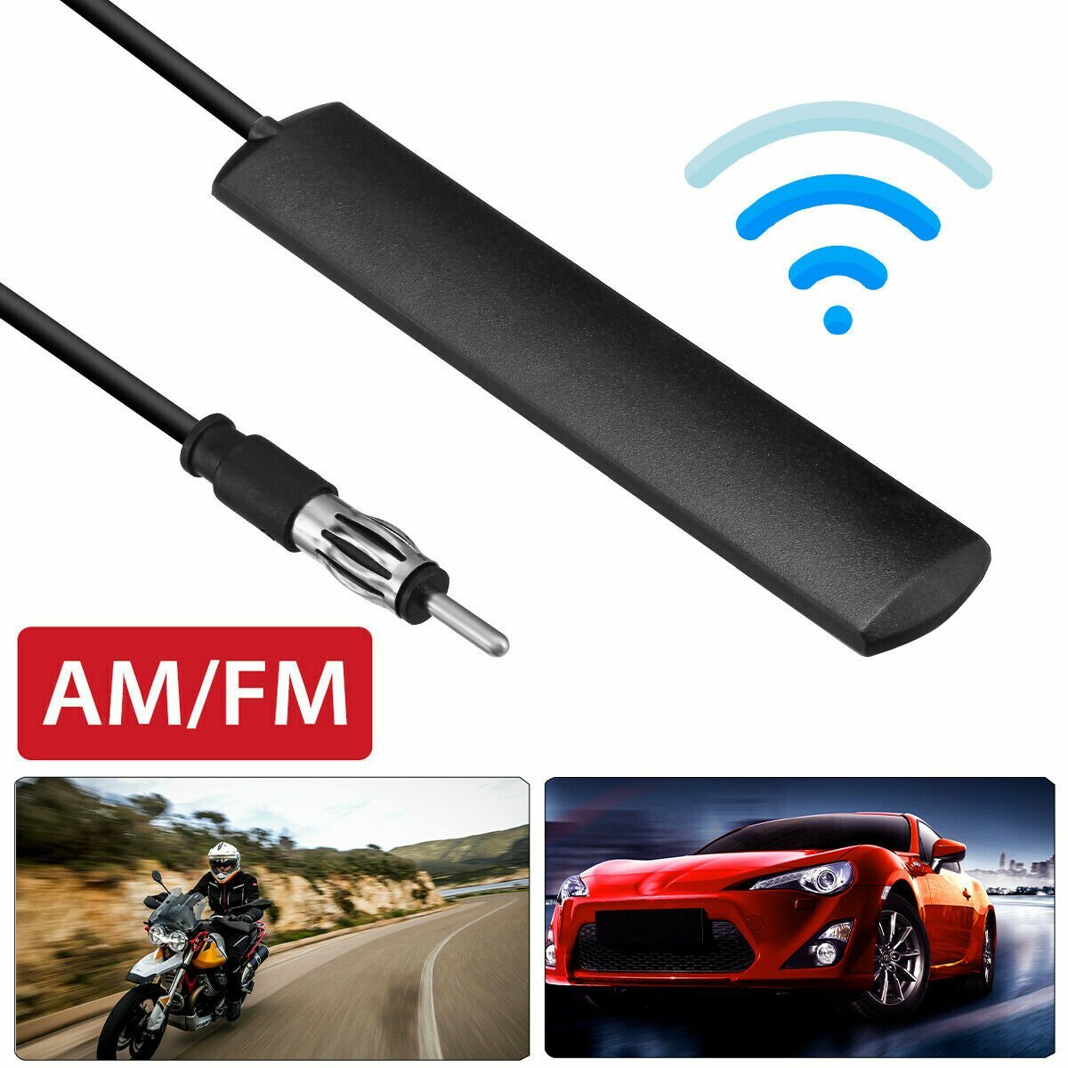 UNIVERSAL CAR HIDDEN AMPLIFIED ANTENNA KIT 12V ELECTRONIC STEREO AMFM RADIO 10ft