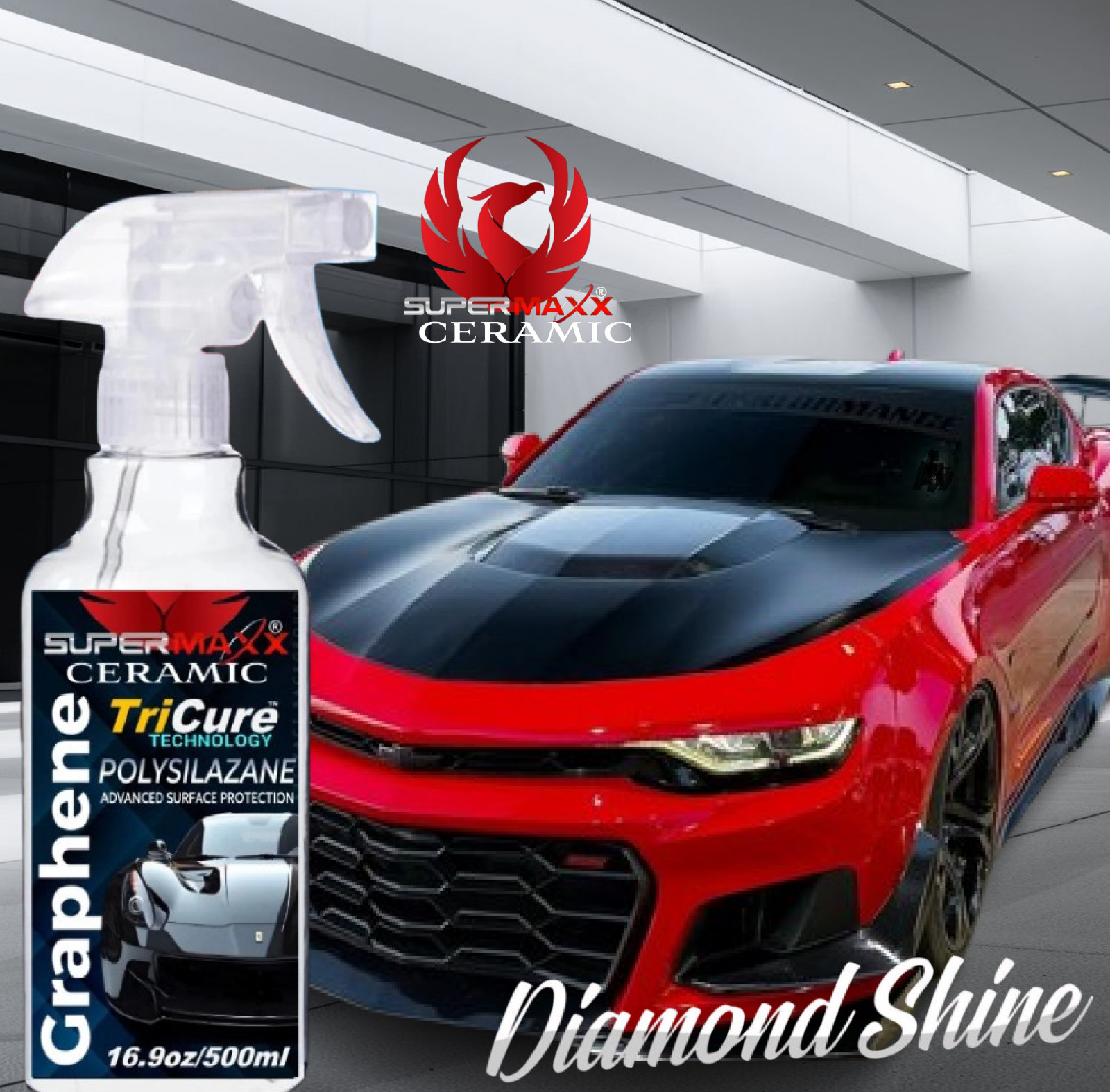 CERAMIC CAR COATING SPRAY GRAPHENE 4 YR PAINT PROTECTION – 16.9oz/500ml KIT
