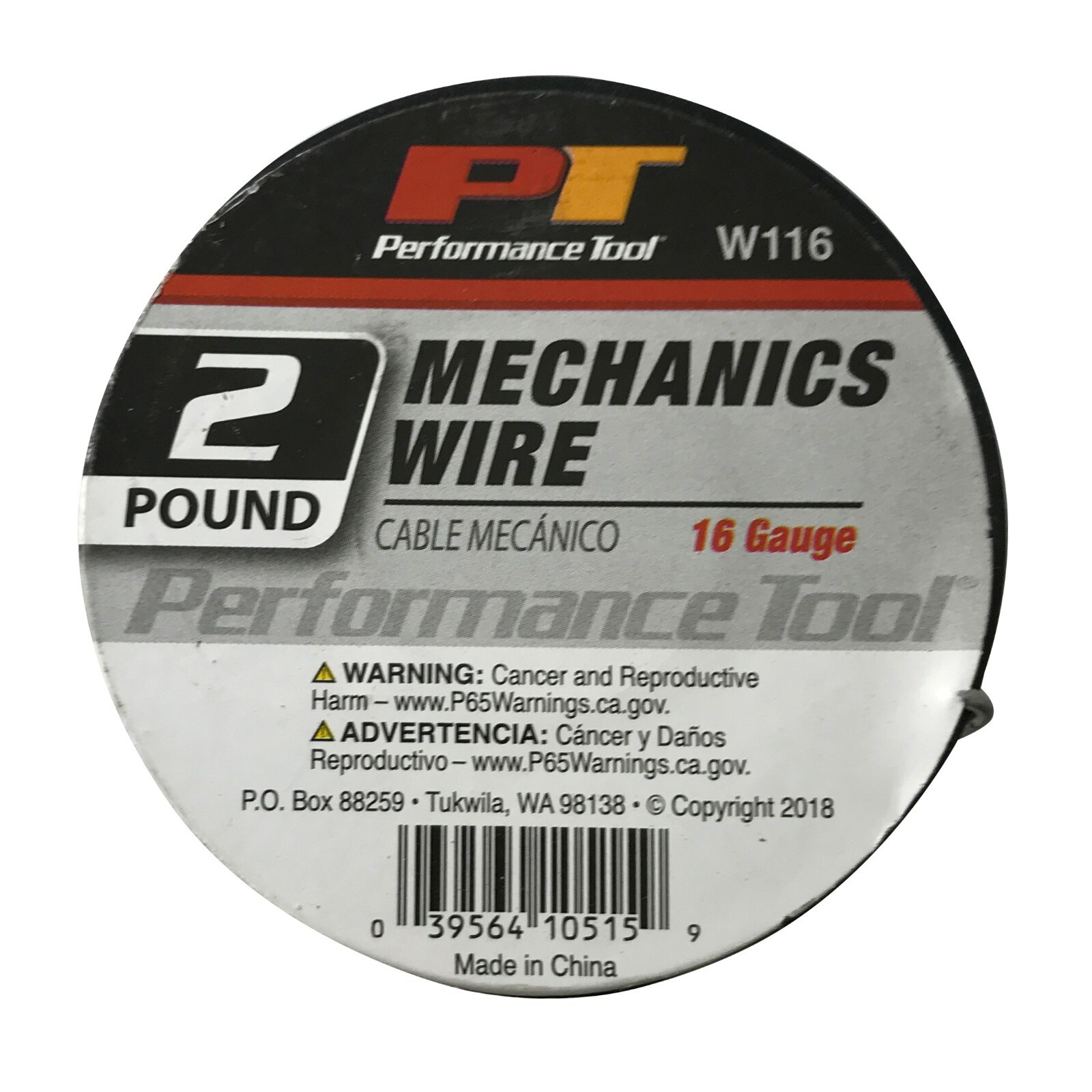 Performance Tool 2 LB Pound Mechanics Wire 16 Gauge Soft Annealed Steel Spool