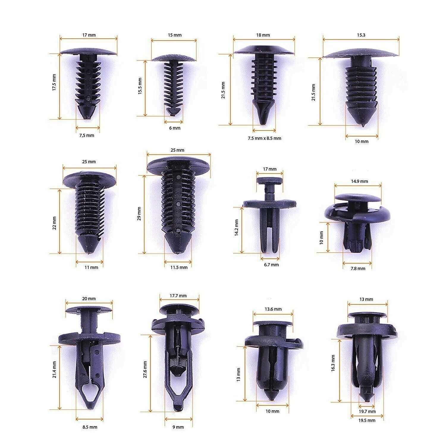 120PCS Bumper Retainer Clips Car Plastic Rivets Fasteners Push Retainer Kit US