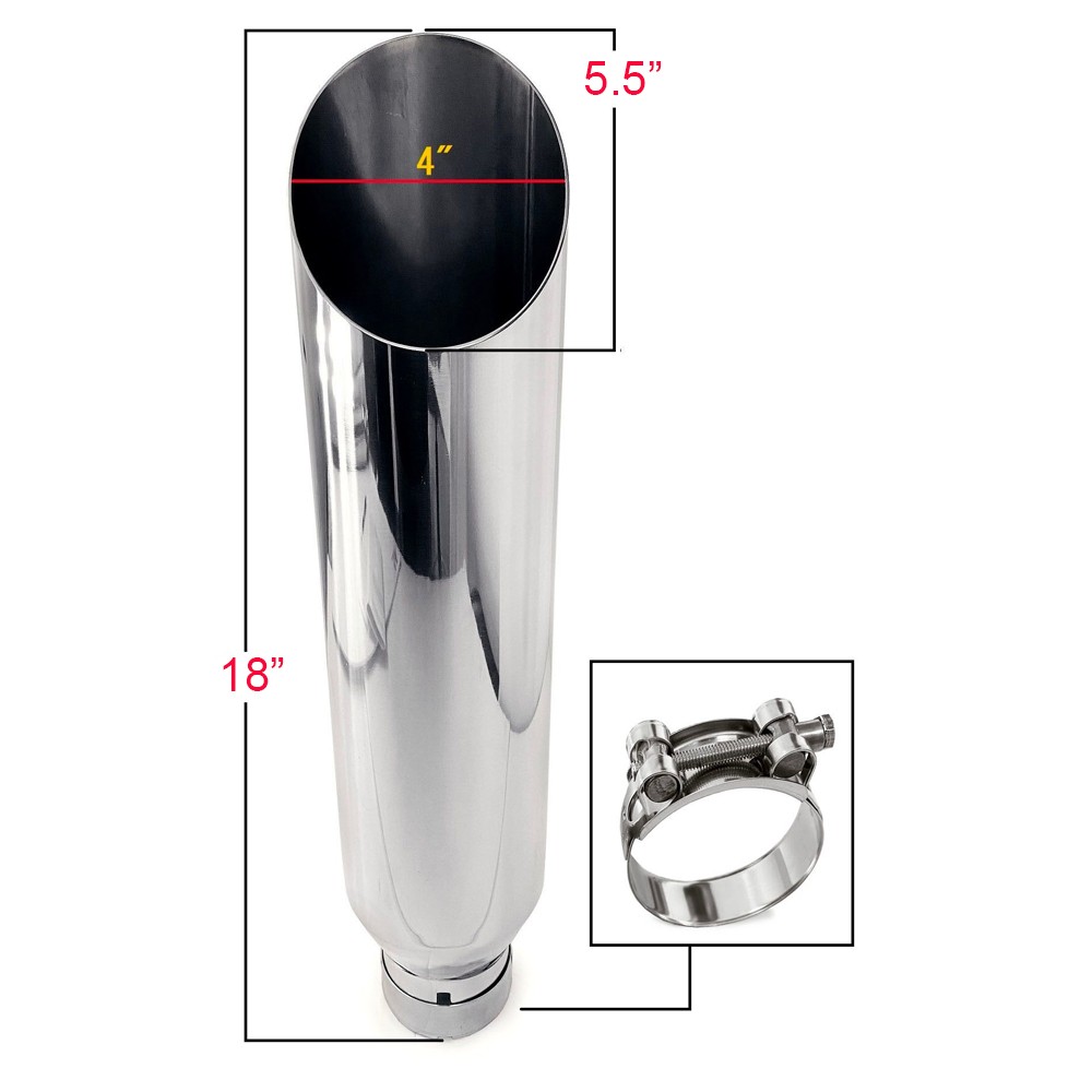 2 UNIVERSAL DUAL TRUCK T304 STAINLESS STEEL EXHAUST TIP 2.5 INLET 17″ long