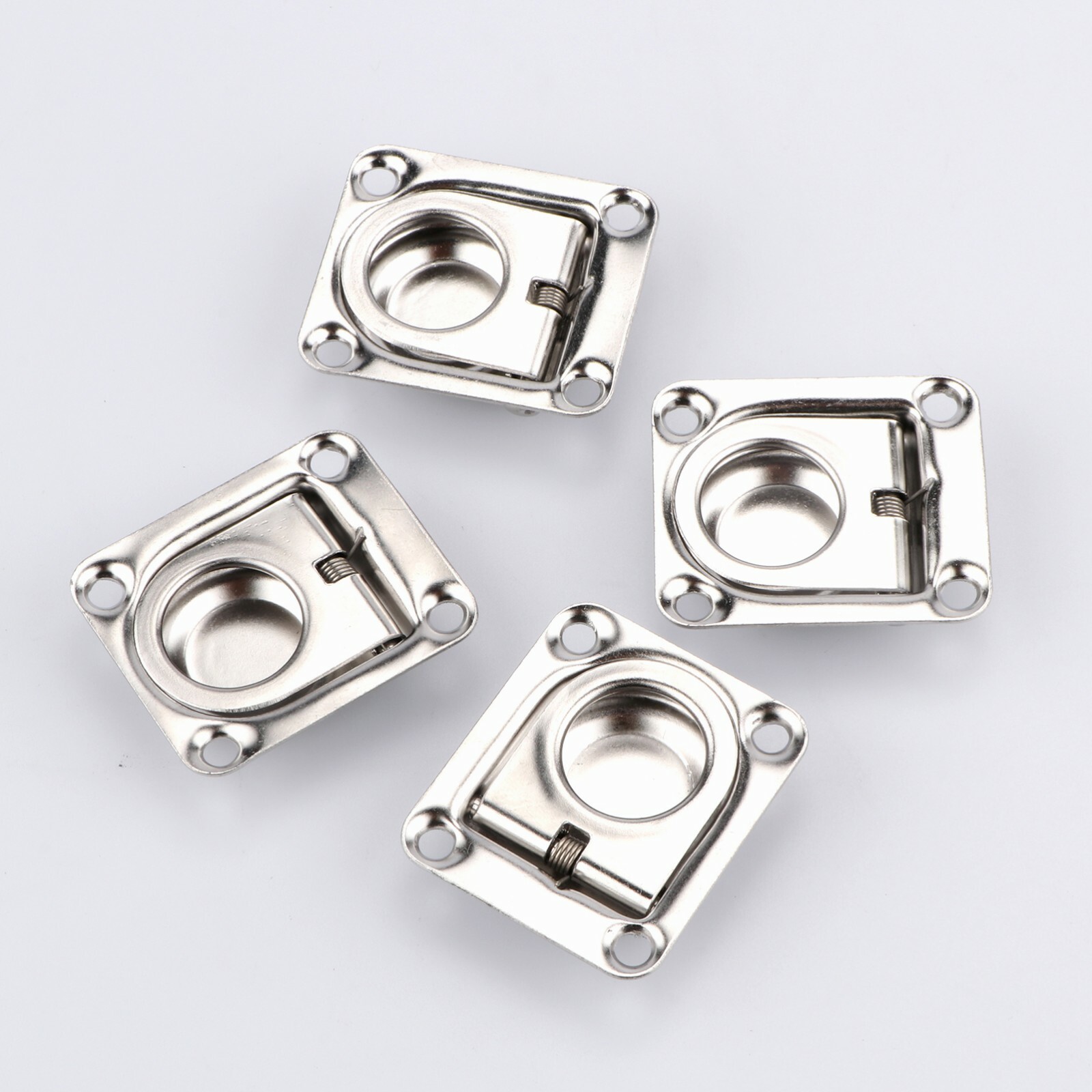 4Pcs Stainless Steel Recessed Boat Hatch Pull Handle Locker Flush Lift Ring