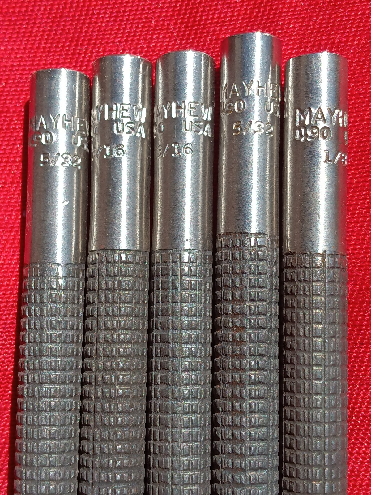Mayhew Tools 22-Piece Mixed Punch Set SAE 1/8″ to 1/2″ # 490, 491, 493. Clean