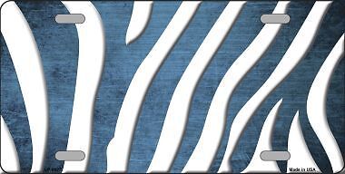 Light Blue White Zebra Oil Rubbed Metal Novelty License Plate Tag LP6927
