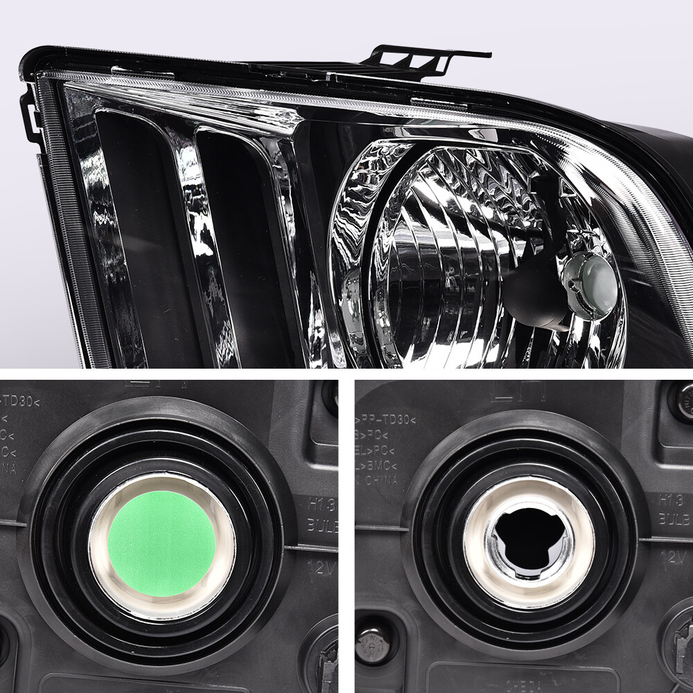 Fit For 2005-2009 Ford Mustang Replacement Headlights Headlamp L+R Pair