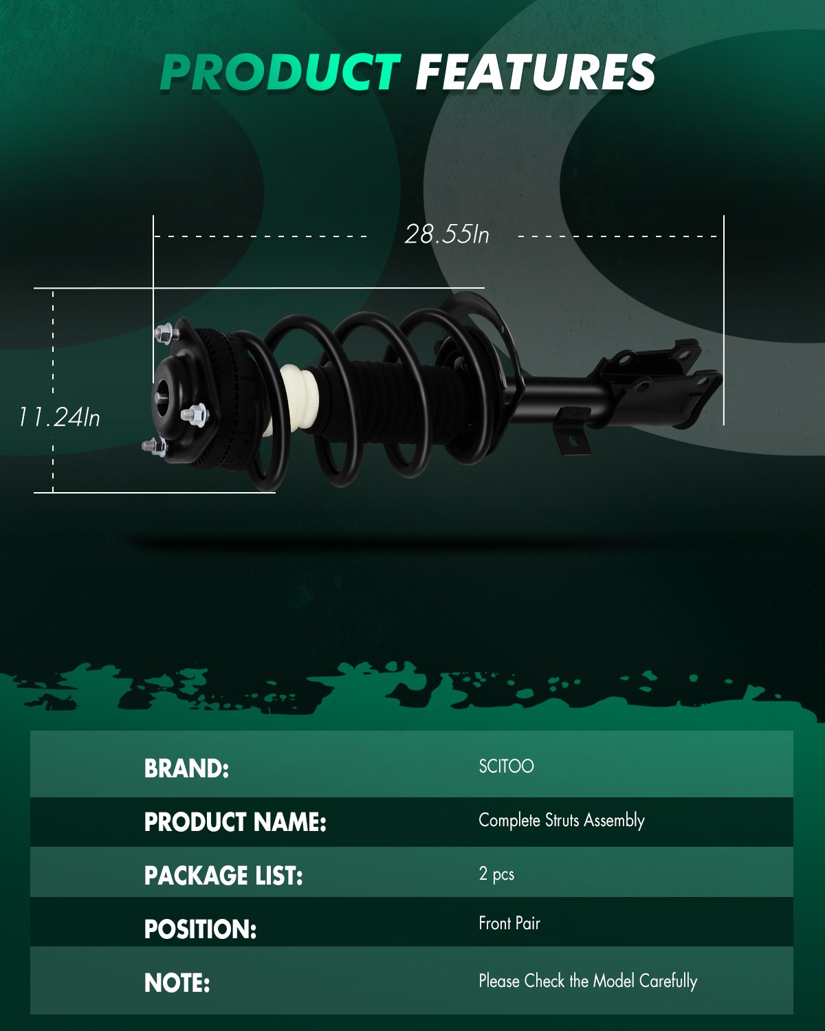 Front Complete Shock Strut Spring Assembly Pair Set of 2 for Journey V6 3.5 3.6