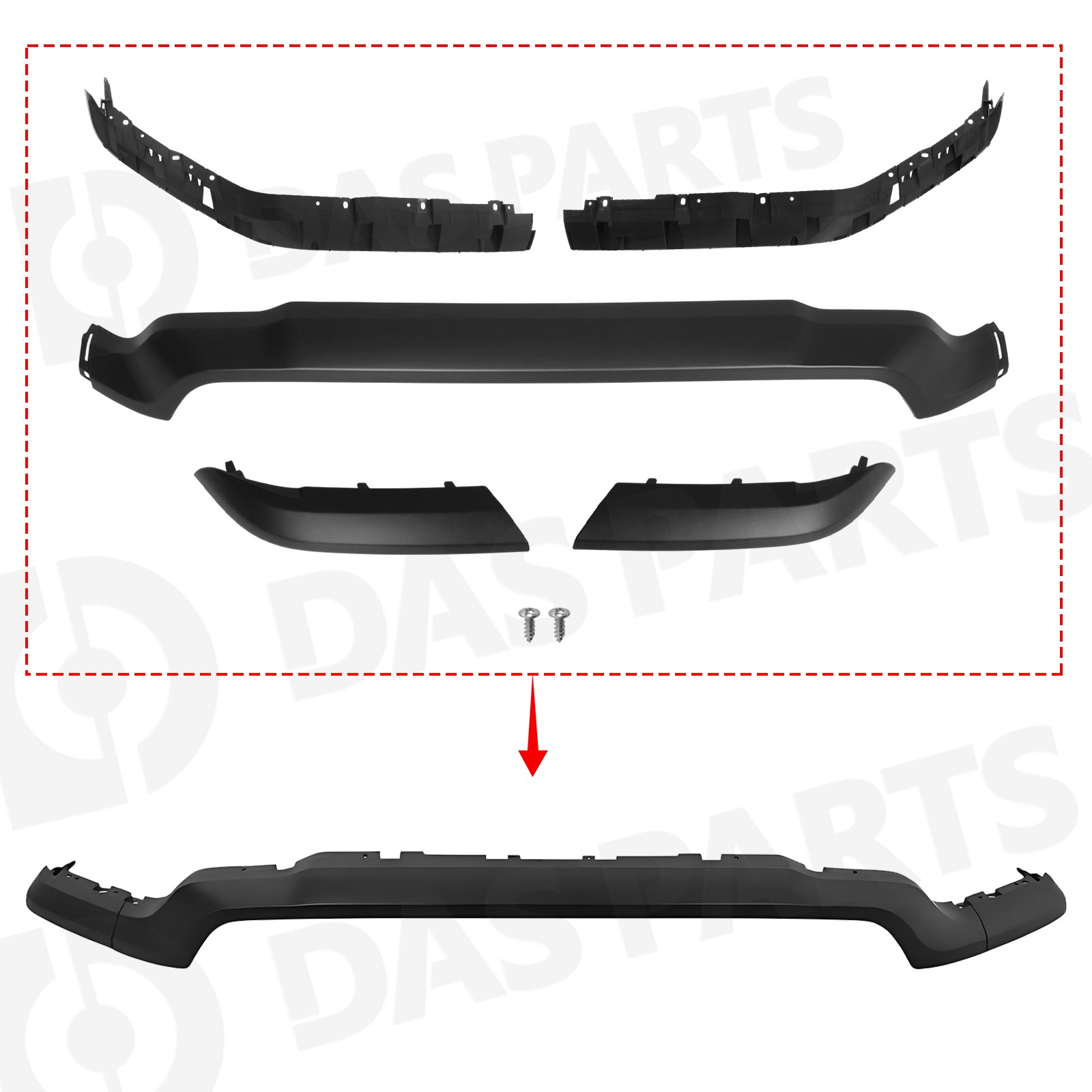 For 2019-2024 Ram 2500 3500 Front Lower & Upper Grille Molding Trim Matte Black
