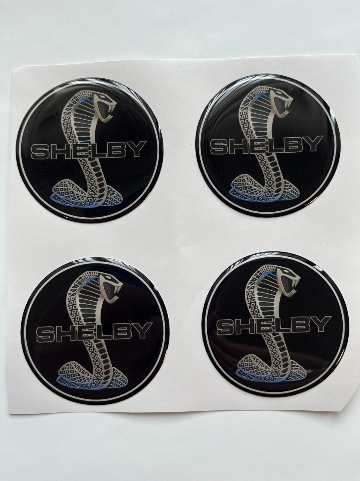 Shelby Wheel Cap Stickers Set – 4pcs 3D Domed Resin Center Cap Emblem Decals
