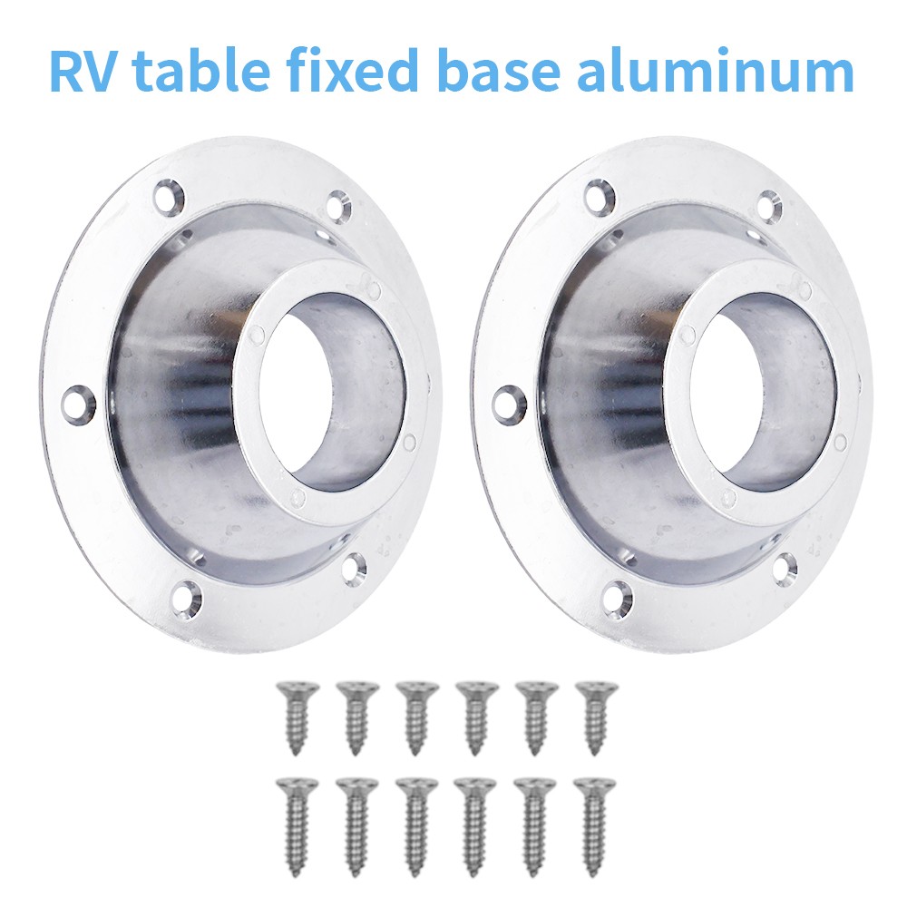 2X Chrome Aluminum RV Table Floor Mounting Base with Screws RV Camper Trailer