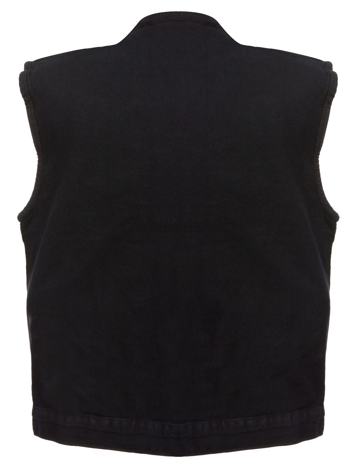 Mens Black Denim Club Vest – Gun Pocket, Snap & Zipper Closure 1 Panel Back
