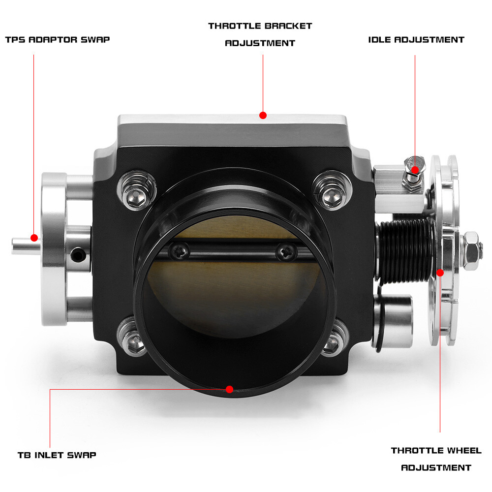 Universal 70MM 2.75″ High Flow Intake Aluminum Manifold Billet Throttle Body BK