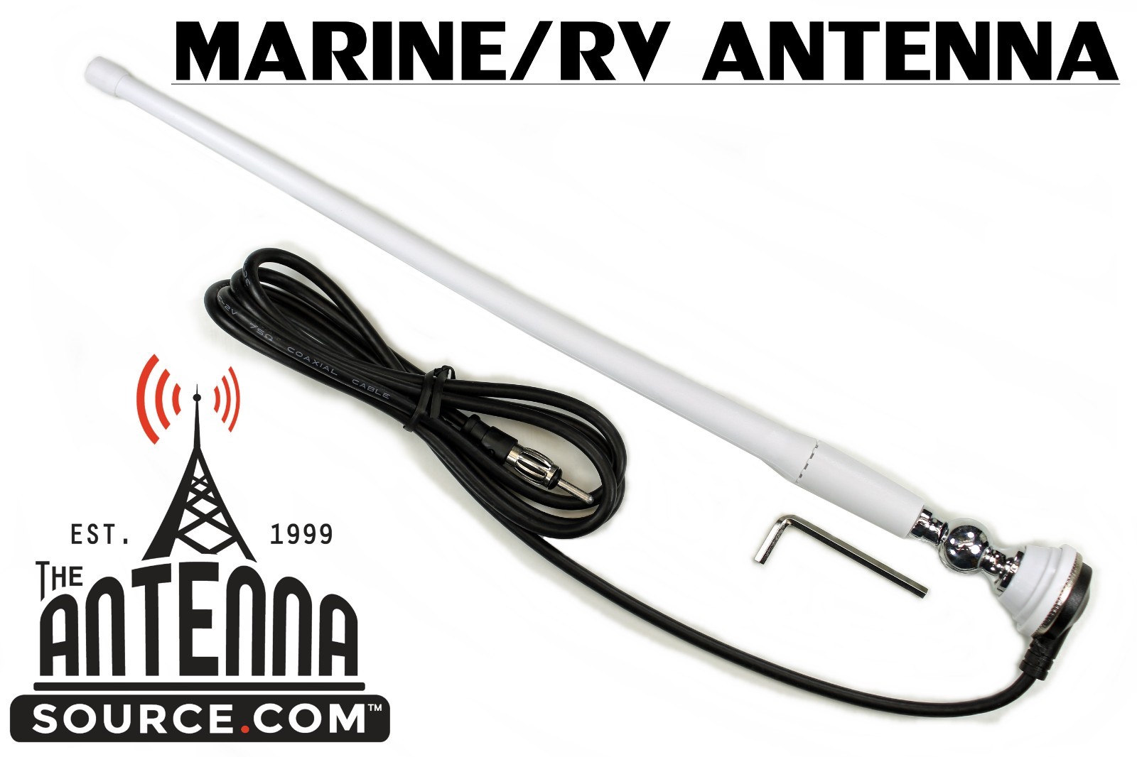 Marine WHITE Rubber Ducky 15″ Antenna Kit, For Your Boat, Yacht , Sailboat , RV