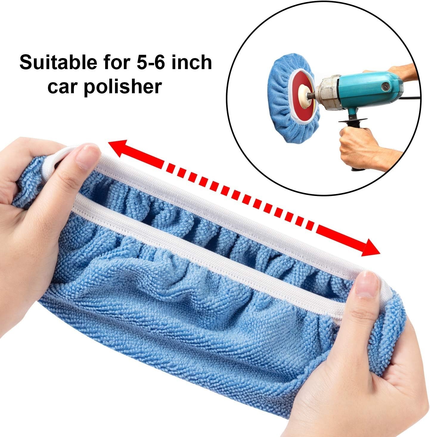 Car Polisher Pad Bonnet Set 20pcs 5-6 Inch Microfiber Wool Fleece Buffing Covers