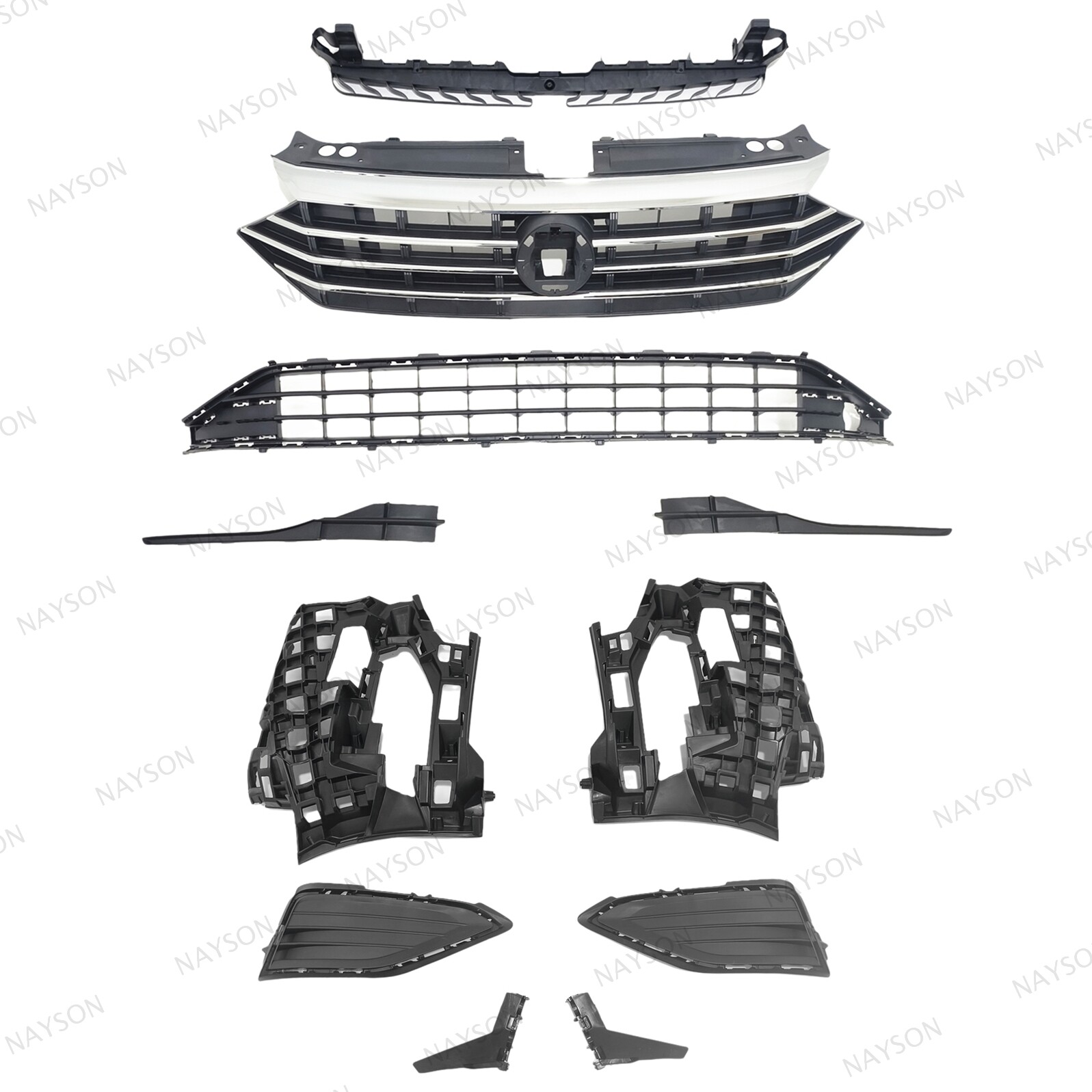 For Jetta 2019-2021 Front Bumper Upper Grille/Lower Mesh/Support Rail/Trim/Panel