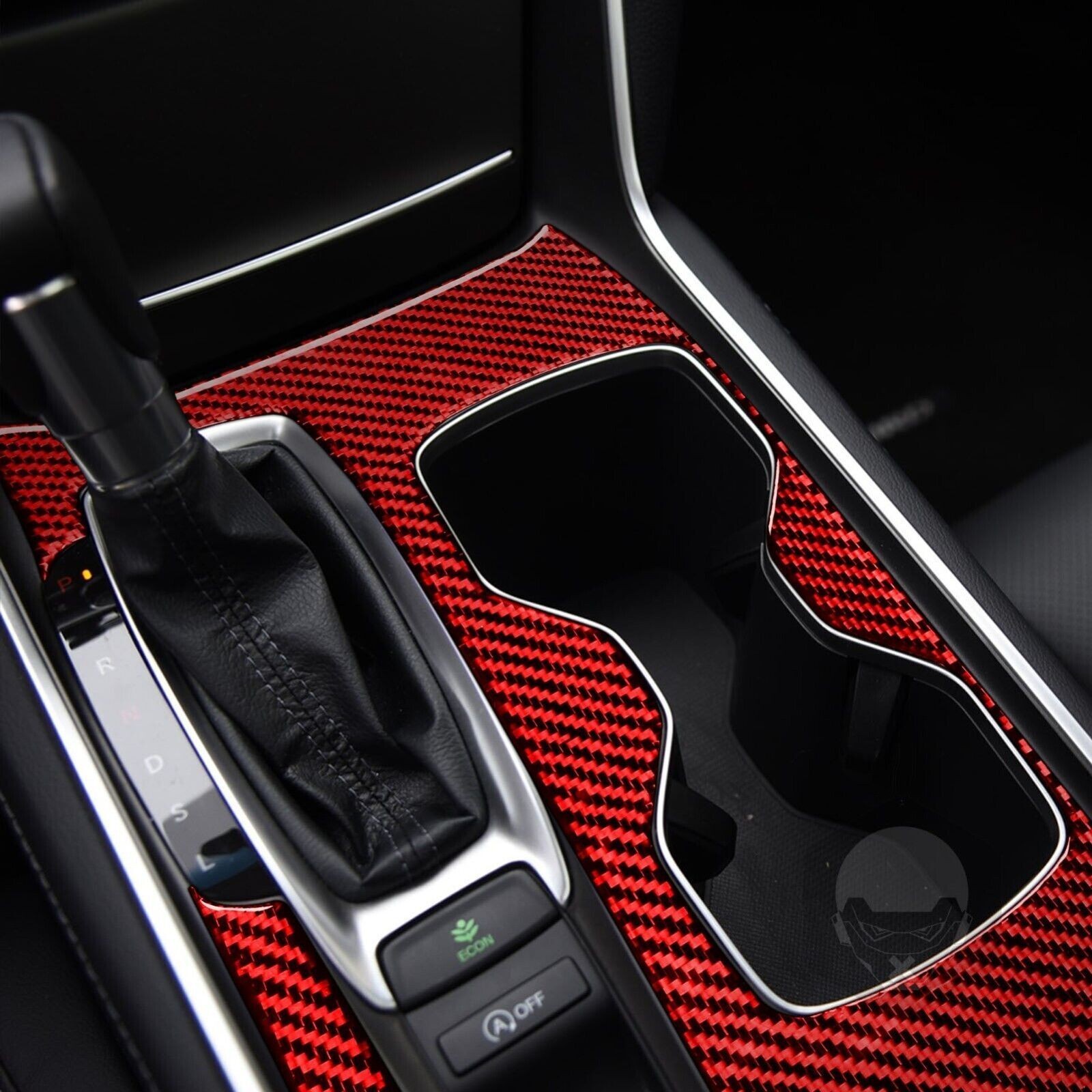 1x Red Carbon Fiber Gear Shift Panel Frame Cover Trim For 2018-2021 Honda Accord