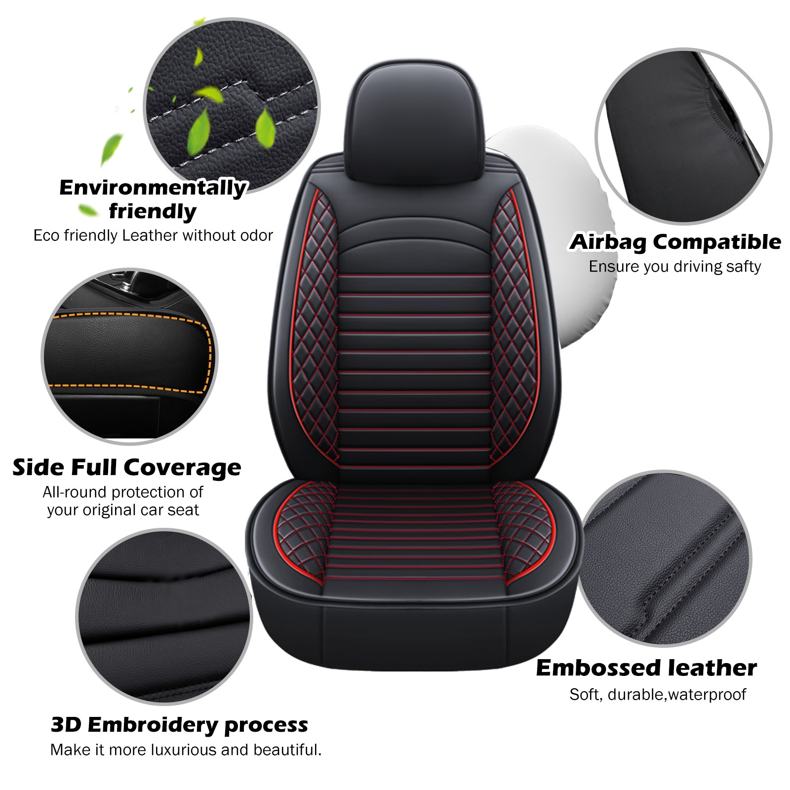 Luxury PU Leather Car Seat Cover 2 Front Seats Full Set For Ford Mustang
