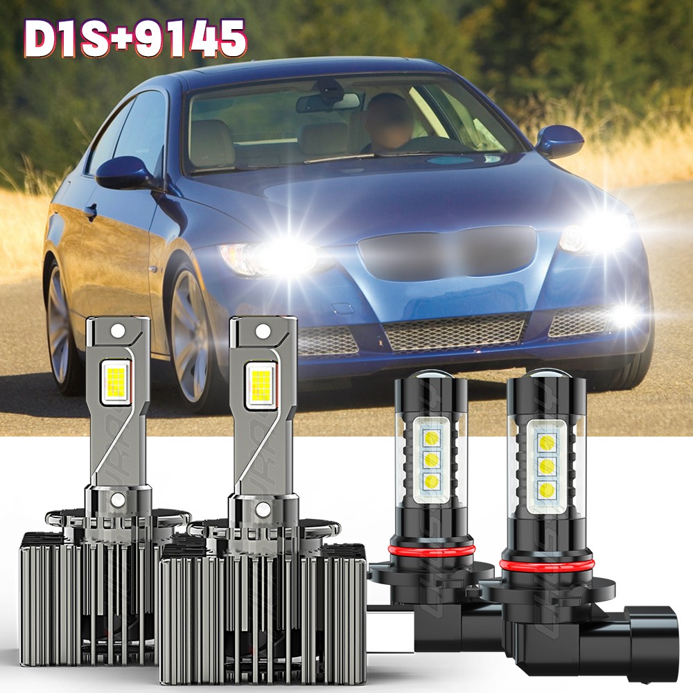 D1S 9145 HID Headlight+LED Fog Light Bulbs For 07-10 BMW E92 E93 328i 335i M3