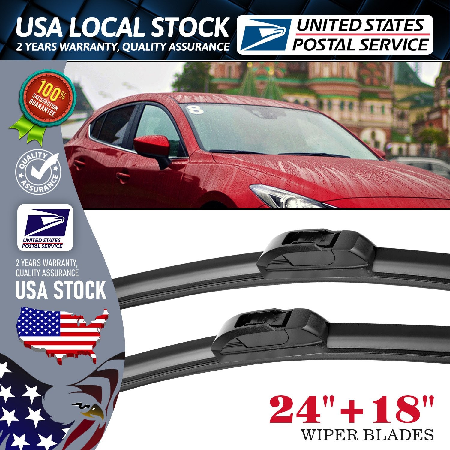 All seasons Front Windshield Wiper Blades 24″+18″ For 2011-2016 Kia Sportage
