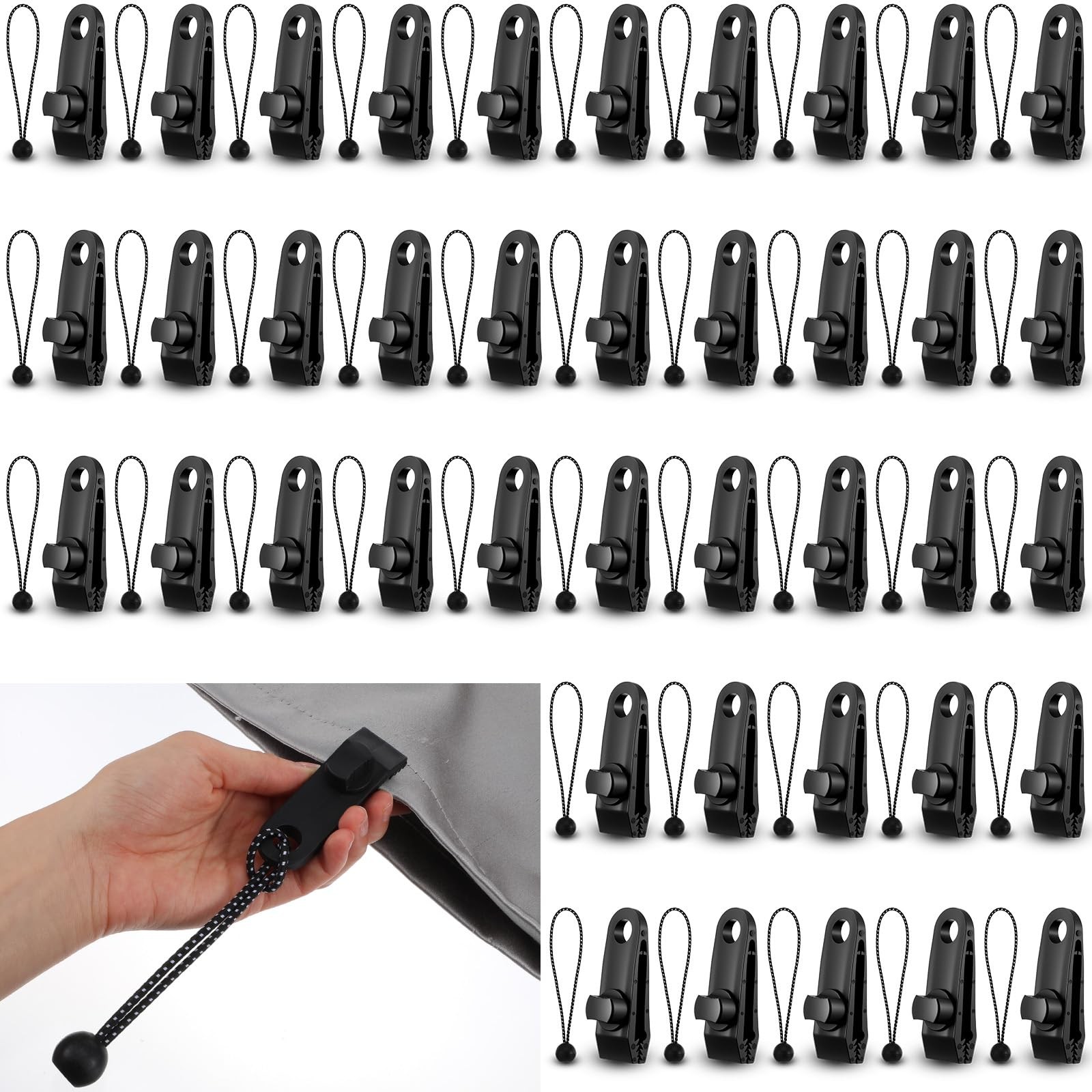 80 Pcs Tarp Clips Heavy Duty 3.15 inches (length) x 1 inch (diameter), Black