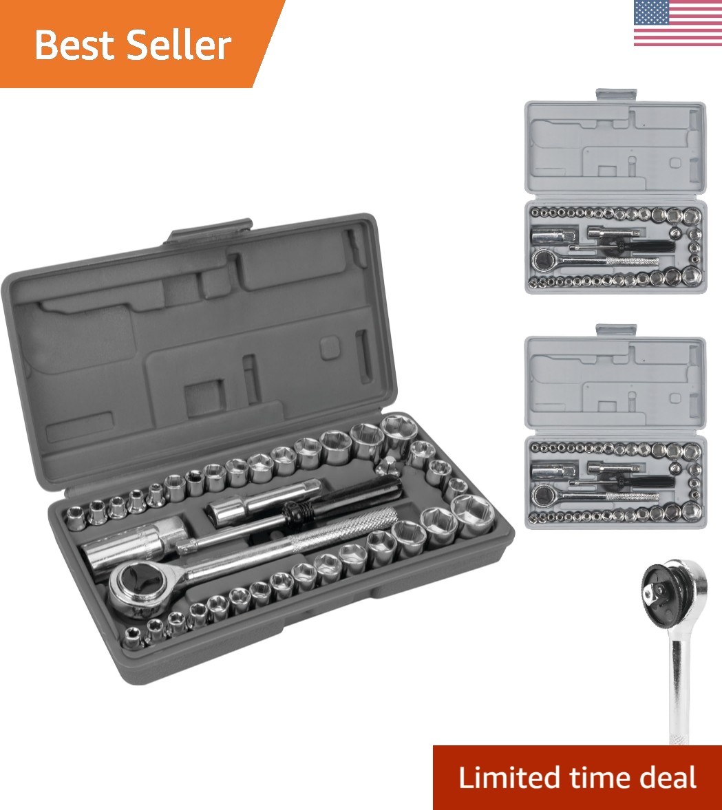 W1173 SAE/Metric 40-Piece SAE and Metric Socket Set, 1/4-Inch & 3/8-Inch Drive