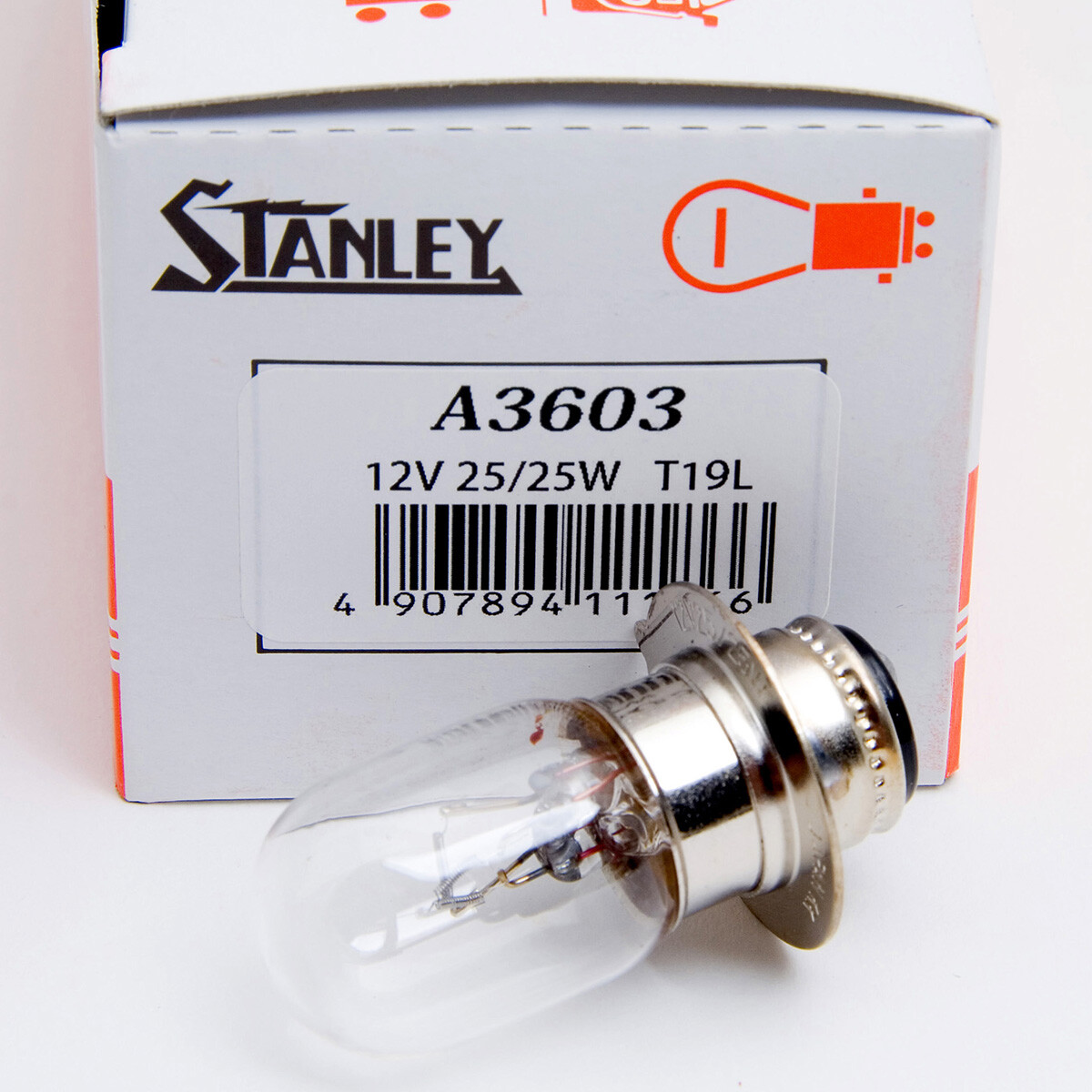 Stanley A3603 12V 25/25W T19L Clear Auto Bulb, Made in Japan Quantity=1 Bulb