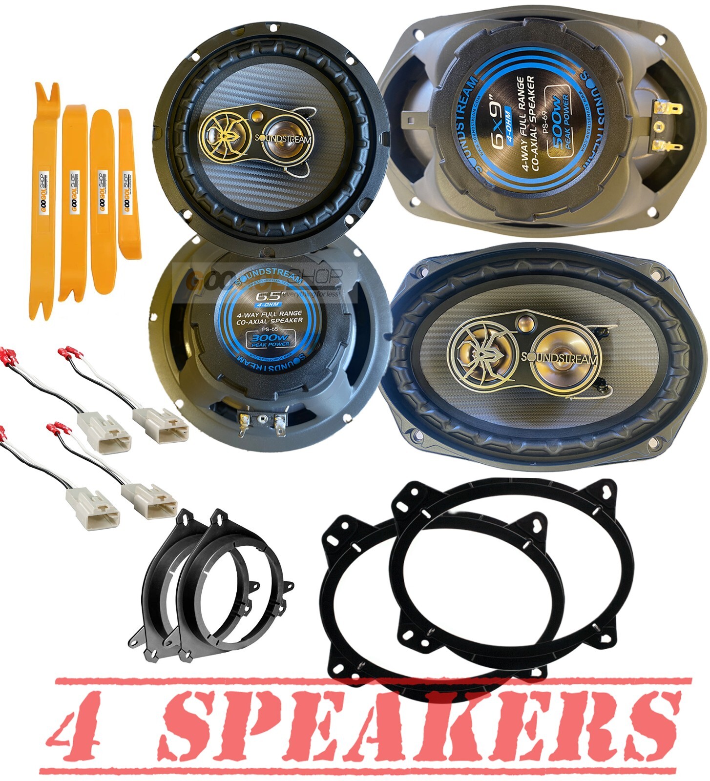 500W Front & 300W Rear Replacement Coaxial Speakers for 2005-2018 Toyota Tacoma