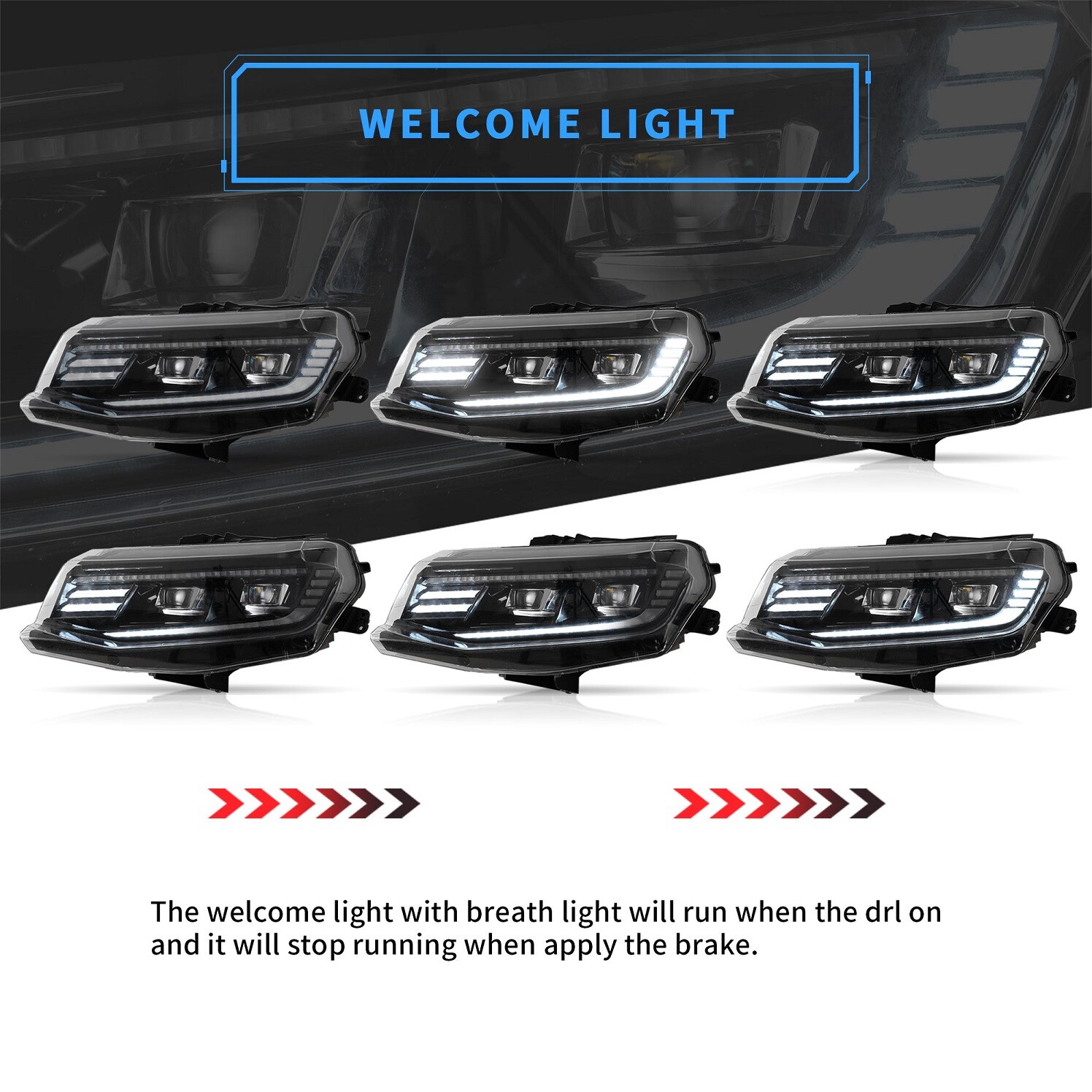 For 2016-2018 Chevrolet Camaro LT SS RS ZL LS LED Projector Headlights w/ DRL