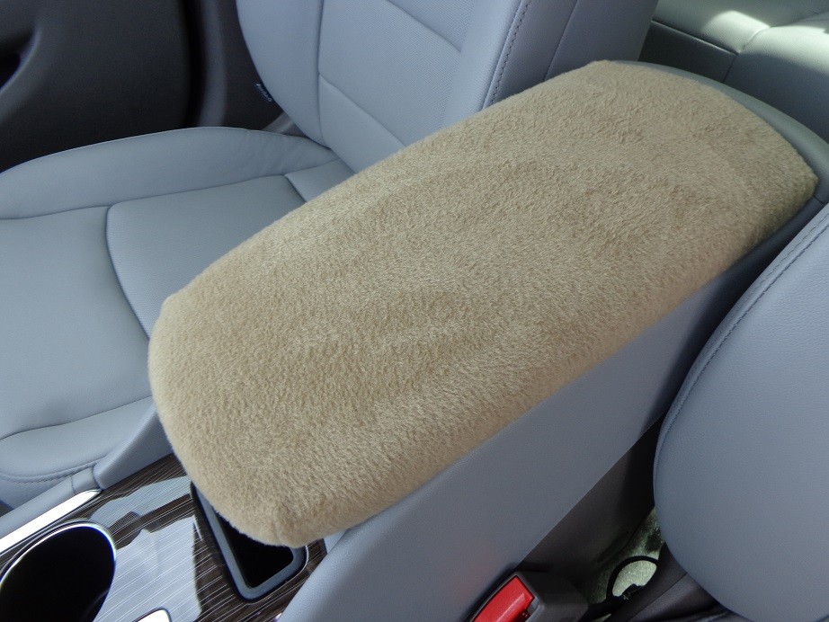 Auto Armrest Cover For Center Console (Console Lid Cover) USA Made J1Tan Fleece