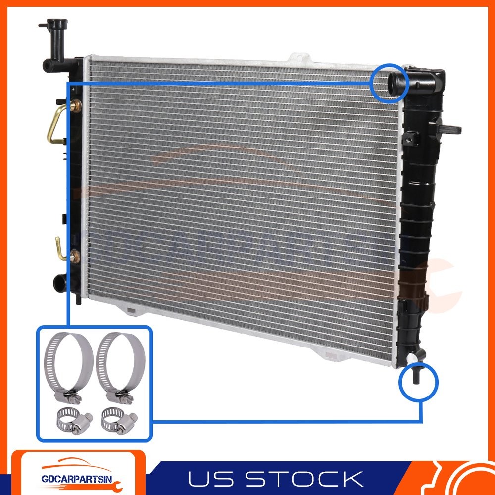 Aluminum Radiator For 05-09 Hyundai Tucson w/ 4pcs 8-10mm 27-51mm Hose Clamps
