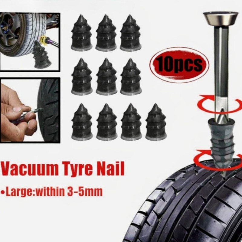 10PCS Tubeless Tyre Repair Kit Screw Nail Plug Tire Patch Fix