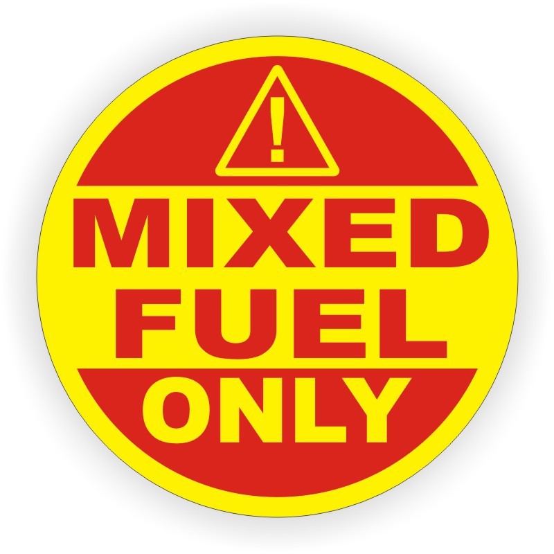 2-inch MIXED FUEL ONLY Weatherproof Vinyl Decal | Tank Gas Oil Mix Sticker Label