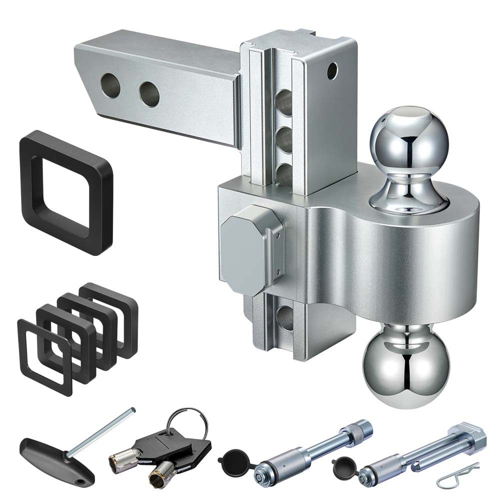 2″ Receiver 6″ Drop/Rise Trailer Hitch 2″ & 2-5/16″ Dual Ball W/Lock 12500lb