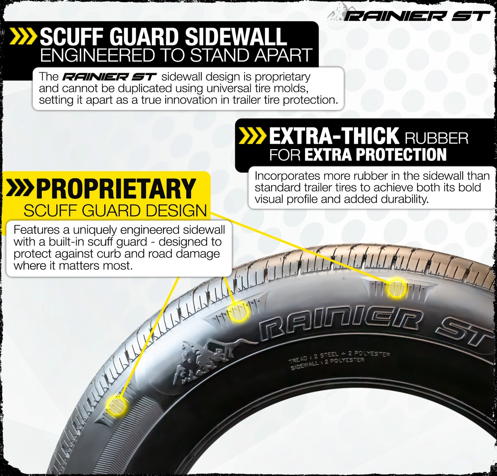 Radial Trailer Tire ST185/80R13 13 Inch Deep Tread Steel Belted Load Range C