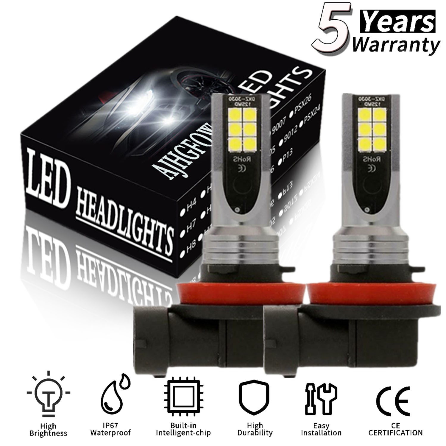 For Toyota 2Pcs H11 LED Fog Light Bulbs 6500K Cool White 12000LM Super Bright