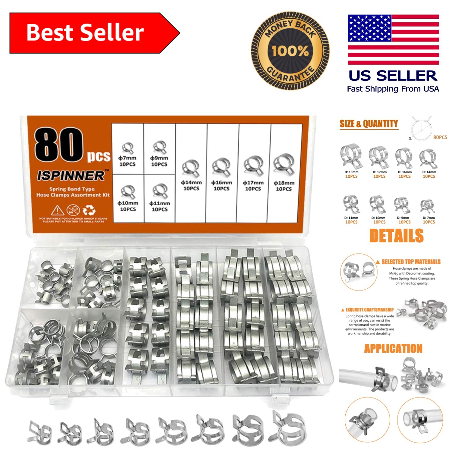 Heavy-Duty 80pcs Spring Steel Clamps – Perfect for Low Pressure Applications