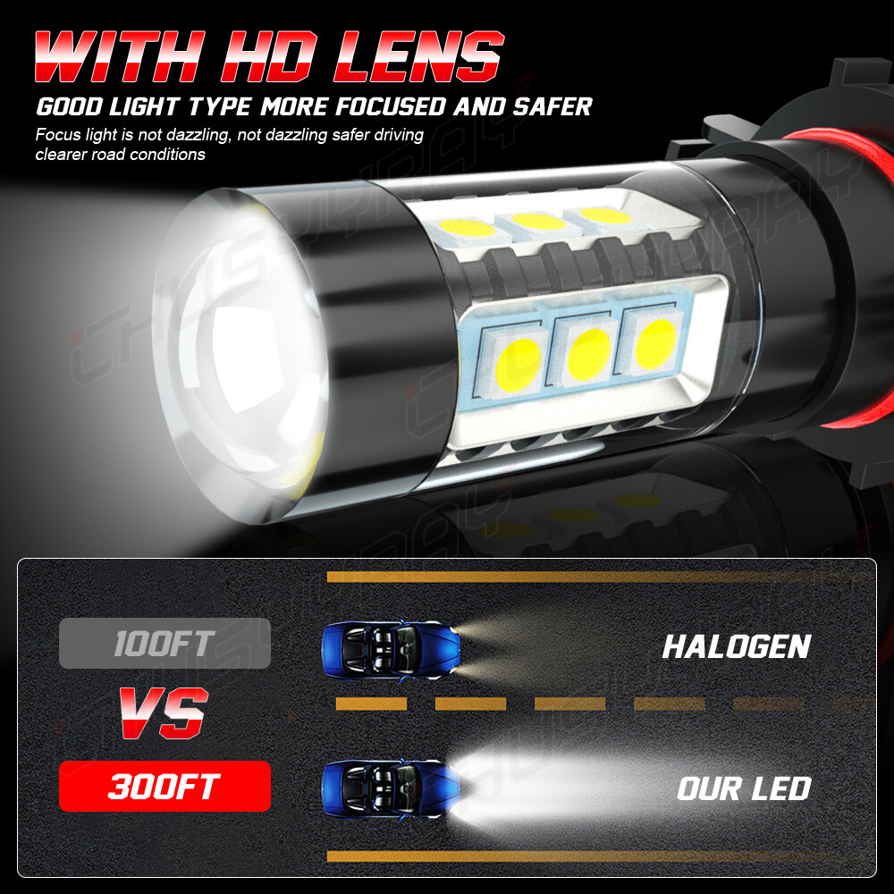 2Pc WHITE High Power LED Daytime Running Light Bulbs For Jeep Compass 2017-2019