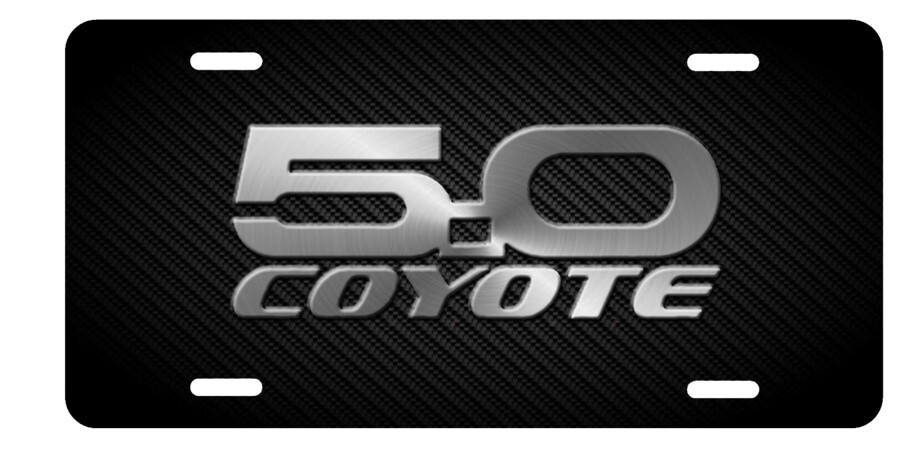 Ford Coyote 5.0 inspired Black Simulated Carbon Fiber Aluminum License Plate