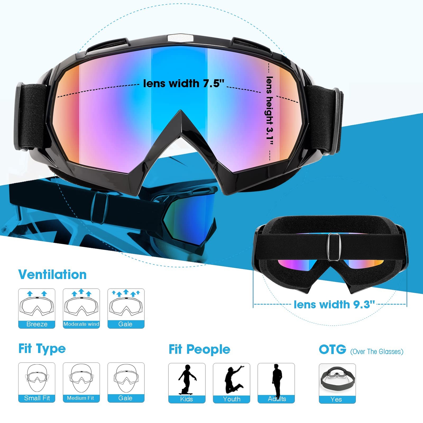 MAMBAOUT 7.87 X 4.33 Inches, 01.shiny Black Frame/Transparent Grey Lens × 2