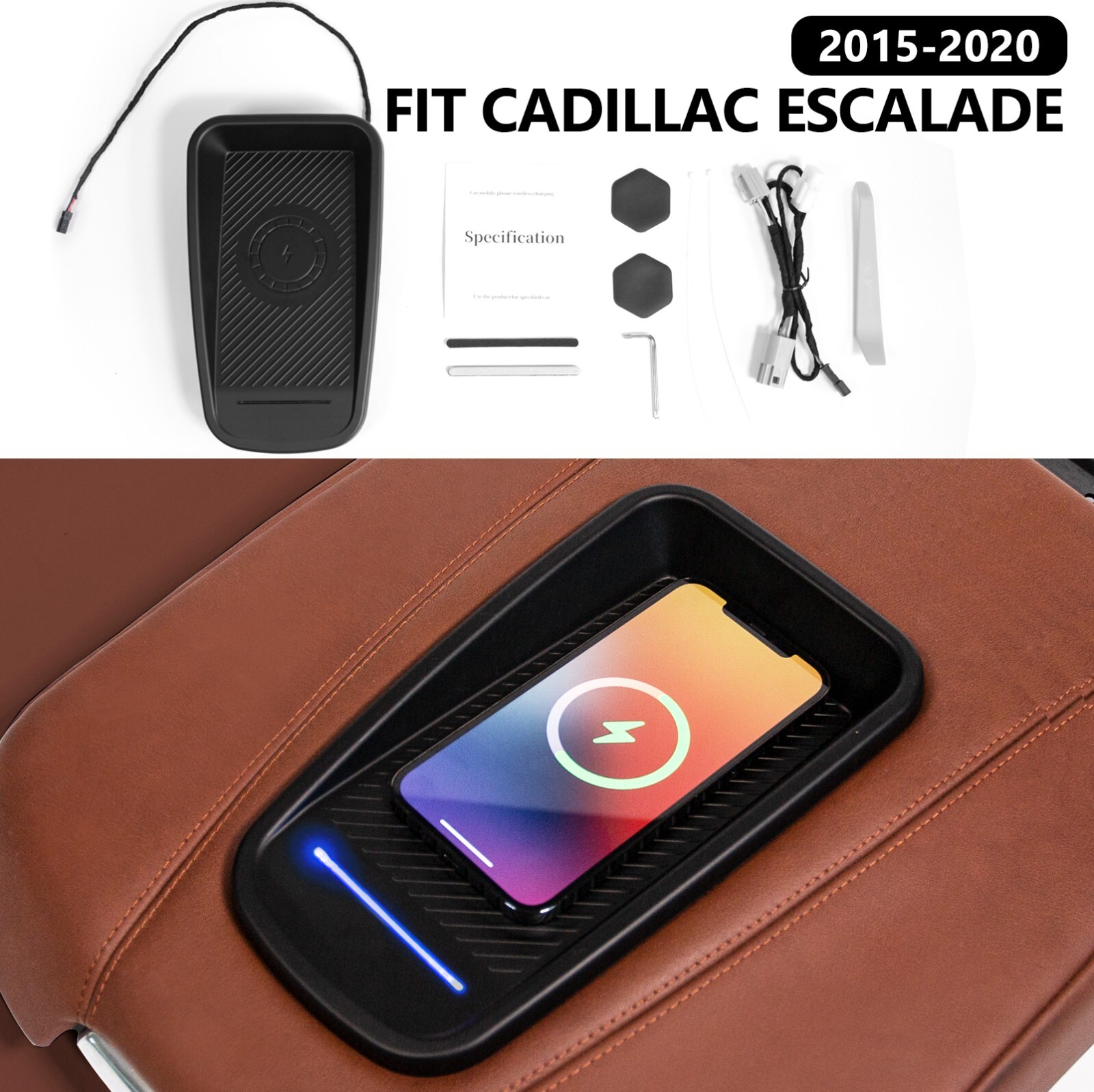 For 2015-2020 Cadillac Escalade Center Console Charging Wireless Charging Tray