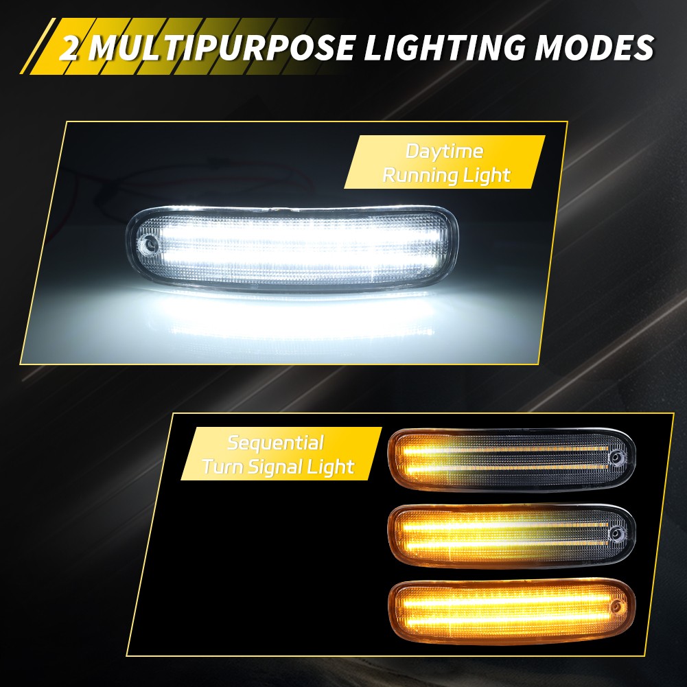 Clear Dynamic LED Front Parking Turn Signal Lights For 1990-1993 Toyota Celica